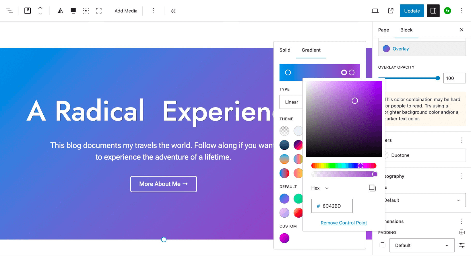 theme.json settings.color.customGradient