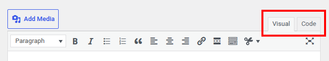 WordPress editor tabs